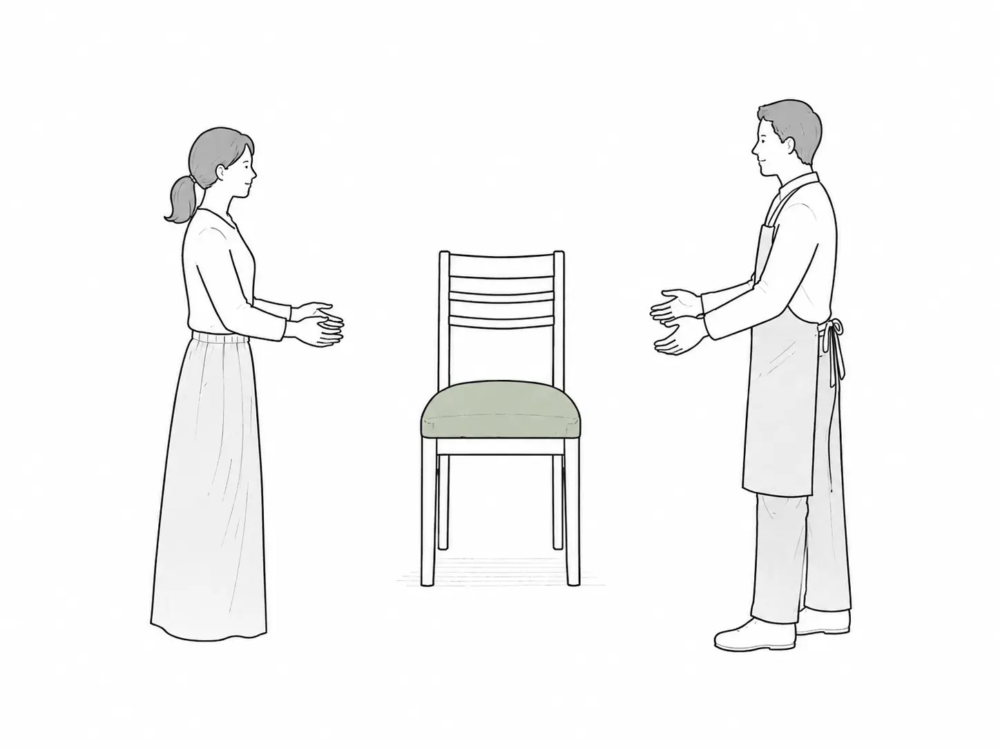 完成した椅子をお渡しする様子