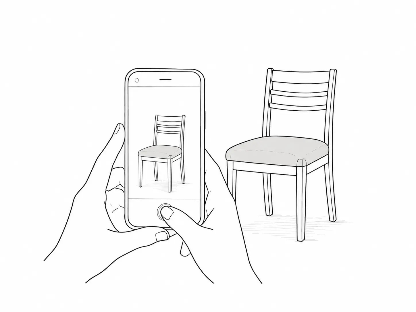 椅子をスマホで撮影する