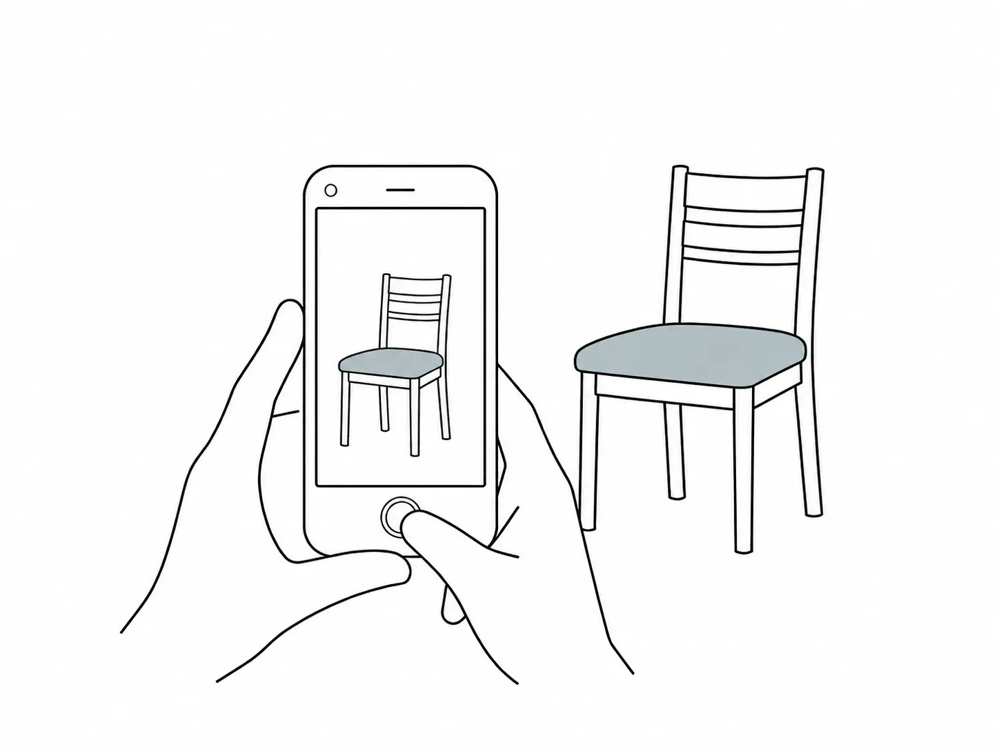 椅子をスマホで撮影する
