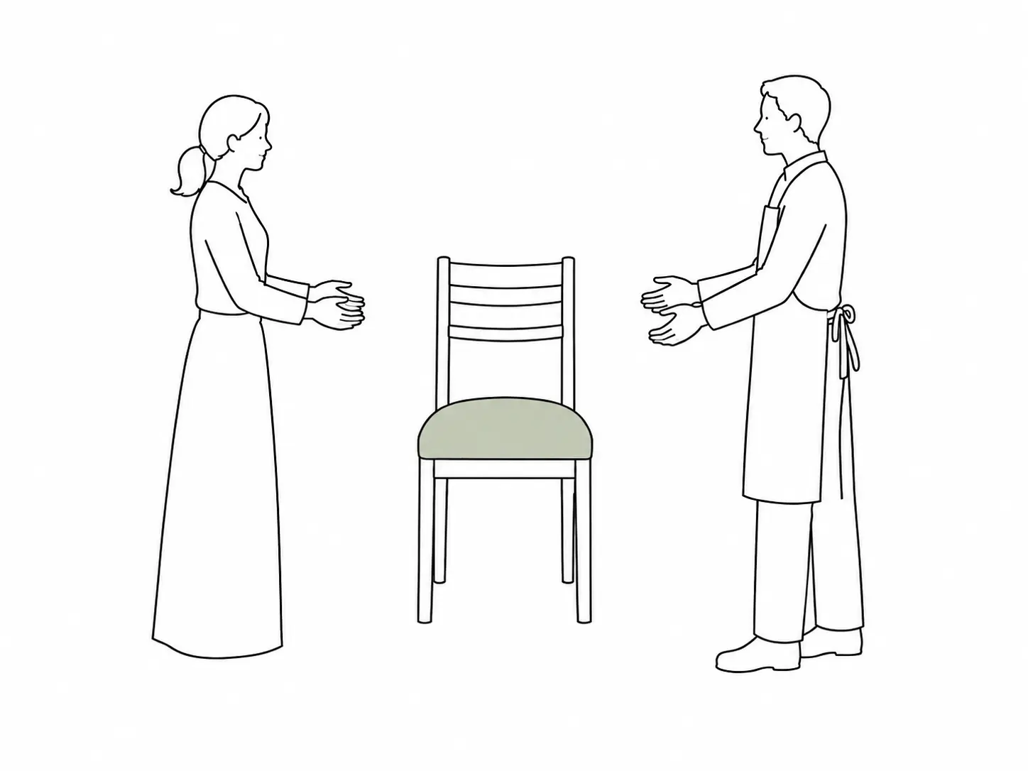 完成した椅子をお渡しする様子